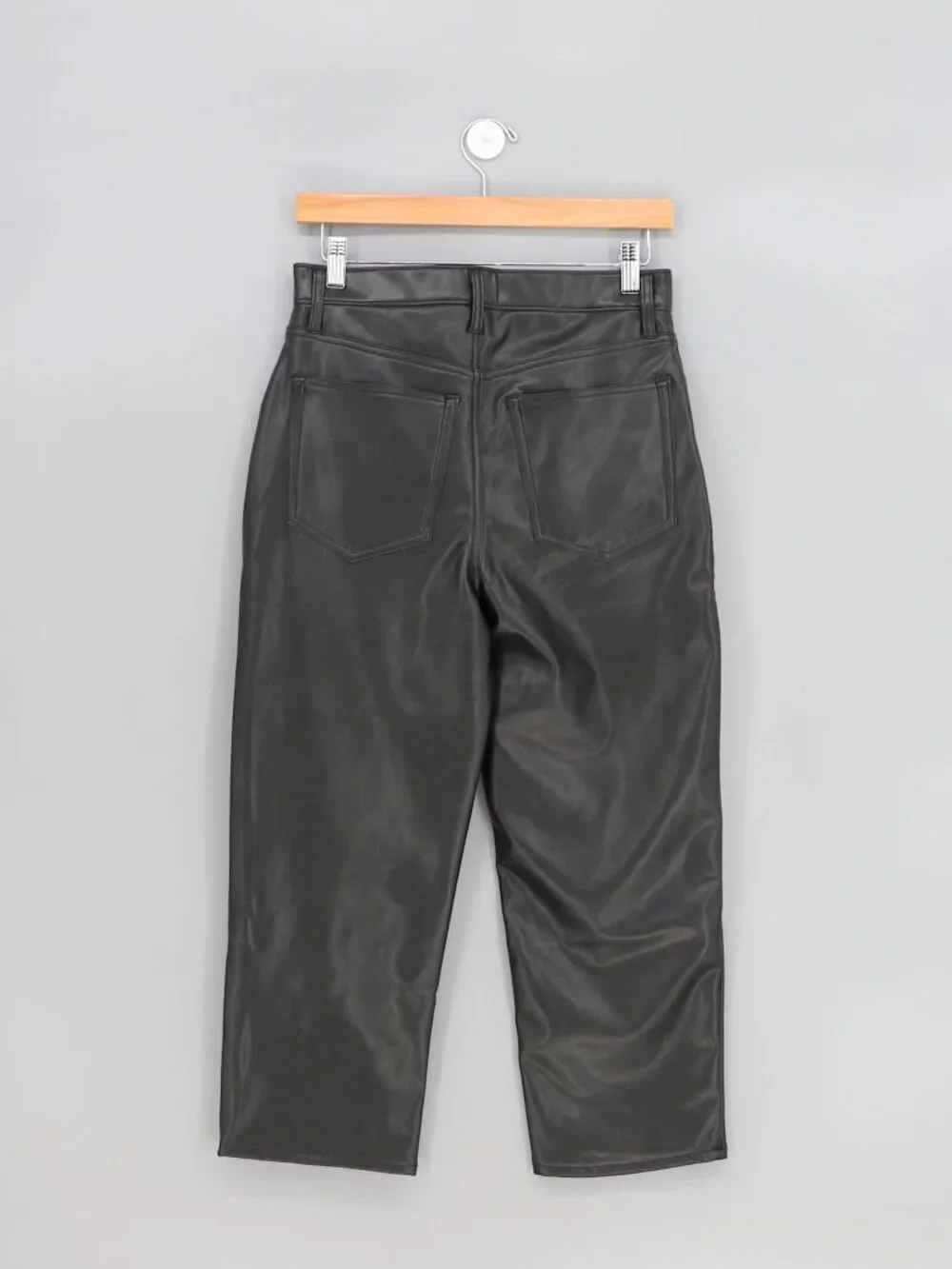 NWT Abercrombie & Fitch Vegan Leather Ankle Straight Pant Black Size 28 Short - Picture 3 of 10